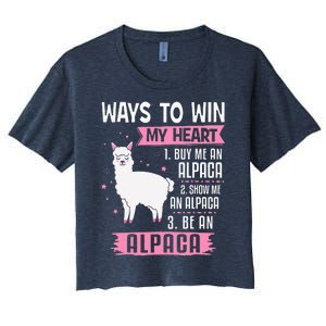 Ways To Win My Heart Be An Alpaca - I Love Alpacas Funny Women's Crop Top Tee