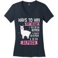 Ways To Win My Heart Be An Alpaca - I Love Alpacas Funny Women's V-Neck T-Shirt