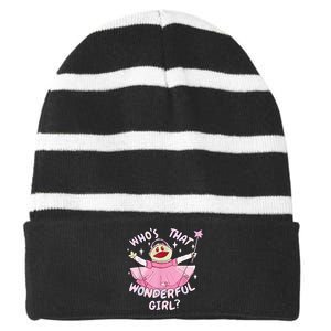 WhoS That Wonderful Girl Nanalanmemeprincess Valentines Striped Beanie with Solid Band