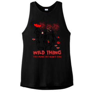 Wild Thing You Make My Heart Sing Skeleton Dancing Valentine Cool Gift Ladies PosiCharge Tri-Blend Wicking Tank