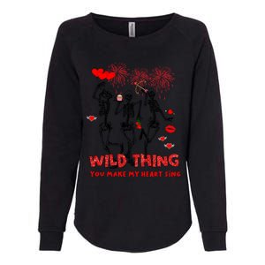 Wild Thing You Make My Heart Sing Skeleton Dancing Valentine Cool Gift Womens California Wash Sweatshirt