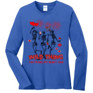 Wild Thing You Make My Heart Sing Skeleton Dancing Valentine Cool Gift Ladies Long Sleeve Shirt