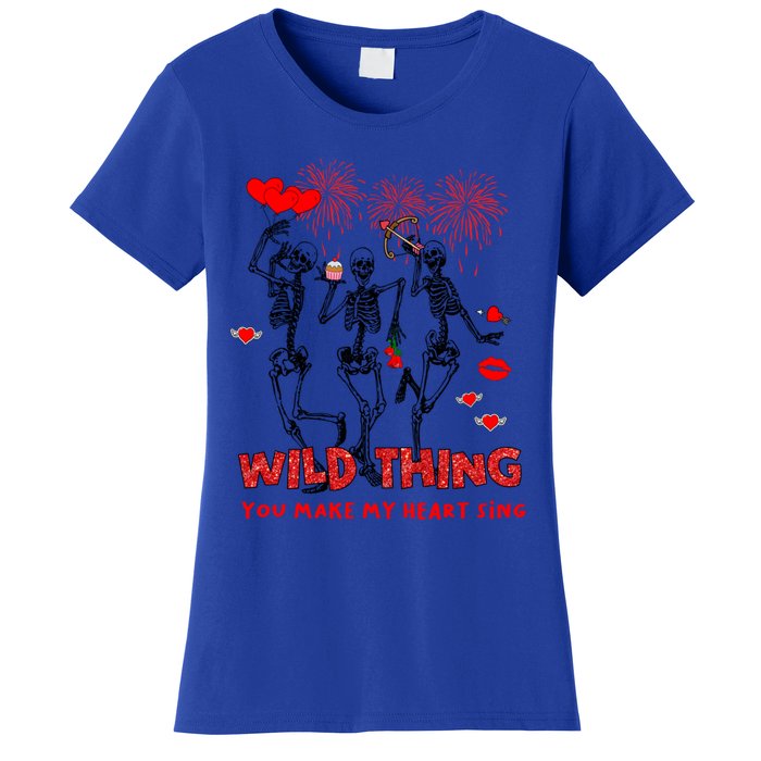 Wild Thing You Make My Heart Sing Skeleton Dancing Valentine Cool Gift Women's T-Shirt