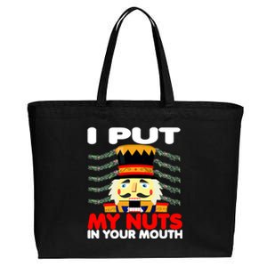 Wait Til You Put Your Nuts In My Mouth Nutcracker Ugly Xmas Cotton Canvas Jumbo Tote