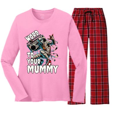 Word To Your Mummy Funny Mummy Women's Long Sleeve Flannel Pajama Set 