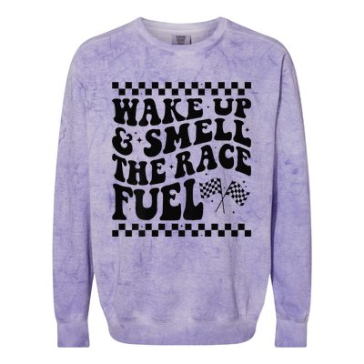 Wake Up And Smell The Race Fuel Funny Racing Lover Colorblast Crewneck Sweatshirt