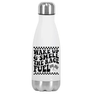 Wake Up And Smell The Race Fuel Funny Racing Lover Stainless Steel Insulated Water Bottle