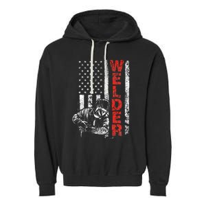 Welder USA American Welding Worker Metalworking Lover Garment-Dyed Fleece Hoodie