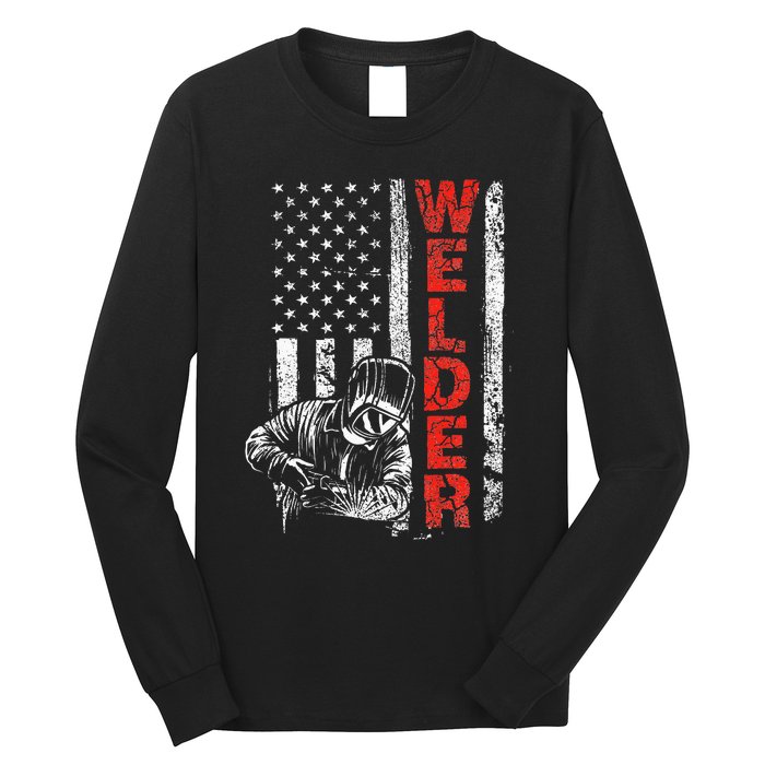 Welder USA American Welding Worker Metalworking Lover Long Sleeve Shirt