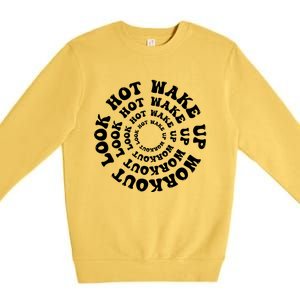 Wake Up And Workout Retro Fitness Gym Motivation Cute Gift Premium Crewneck Sweatshirt