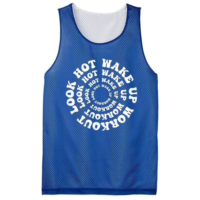 Wake Up And Workout Retro Fitness Gym Motivation Cute Gift Mesh Reversible Basketball Jersey Tank