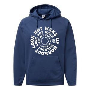 Wake Up And Workout Retro Fitness Gym Motivation Cute Gift Performance Fleece Hoodie