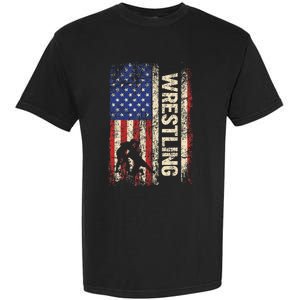 Wrestling Usa American Flag Wrestle 4th Of July Garment-Dyed Heavyweight T-Shirt