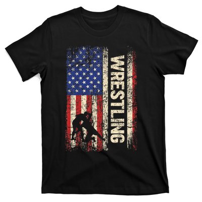 Wrestling Usa American Flag Wrestle 4th Of July T-Shirt