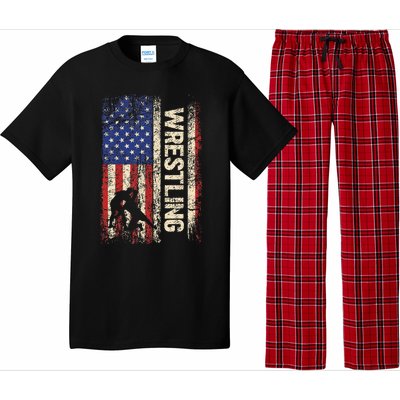 Wrestling Usa American Flag Wrestle 4th Of July Pajama Set