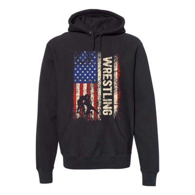 Wrestling Usa American Flag Wrestle 4th Of July Premium Hoodie