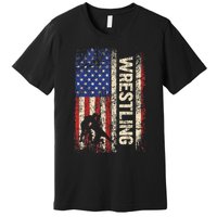 Wrestling Usa American Flag Wrestle 4th Of July Premium T-Shirt