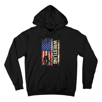 Wrestling Usa American Flag Wrestle 4th Of July Tall Hoodie