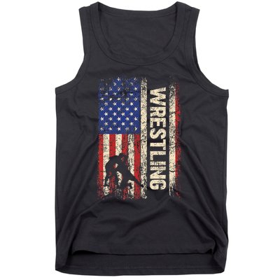 Wrestling Usa American Flag Wrestle 4th Of July Tank Top