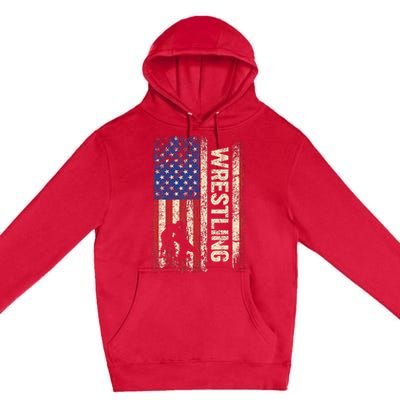 Wrestling Usa American Flag Wrestle 4th Of July Premium Pullover Hoodie