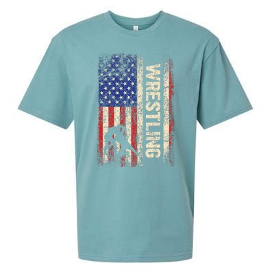 Wrestling Usa American Flag Wrestle 4th Of July Sueded Cloud Jersey T-Shirt