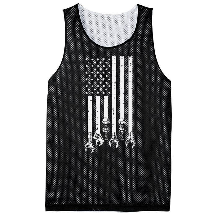 Wrench Usa American Flag Car Mechanic Garage Patriotic Mesh Reversible Basketball Jersey Tank