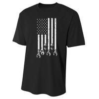 Wrench Usa American Flag Car Mechanic Garage Patriotic Performance Sprint T-Shirt