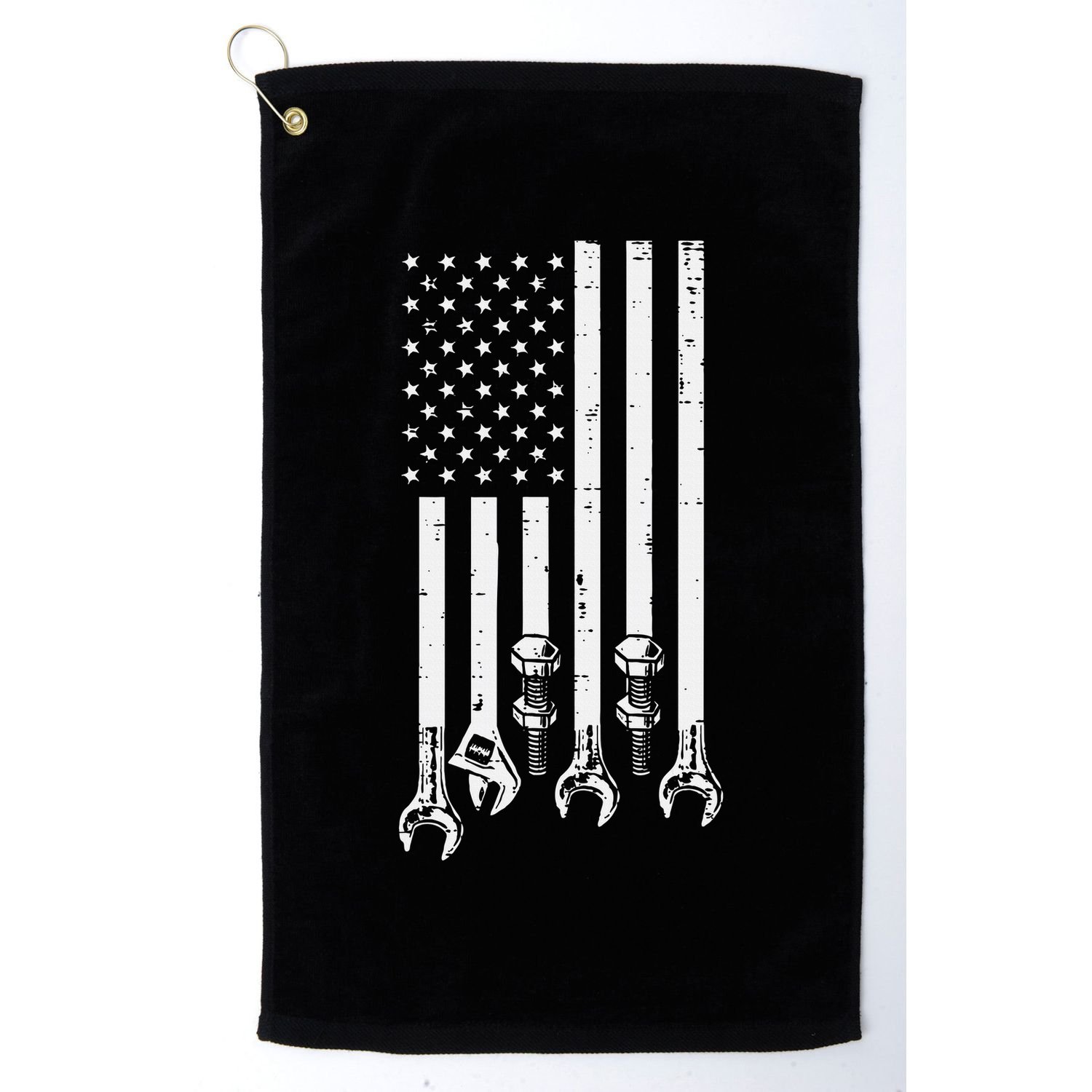 Wrench Usa American Flag Car Mechanic Garage Patriotic Golf Towel