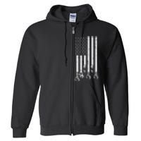 Wrench Usa American Flag Car Mechanic Garage Patriotic Full Zip Hoodie