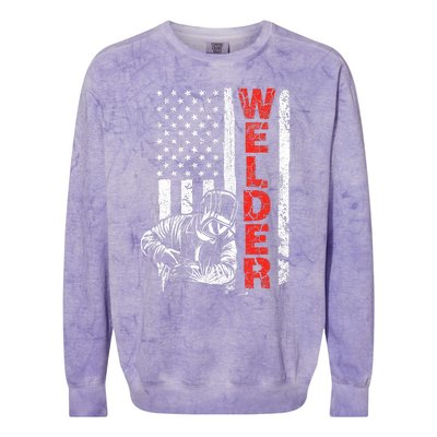 Welder USA American Welding Worker Metalworking Lover Colorblast Crewneck Sweatshirt