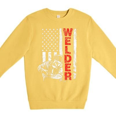 Welder USA American Welding Worker Metalworking Lover Premium Crewneck Sweatshirt