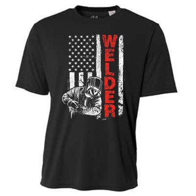 Welder USA American Welding Worker Metalworking Lover Cooling Performance Crew T-Shirt