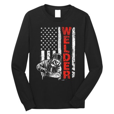 Welder USA American Welding Worker Metalworking Lover Long Sleeve Shirt