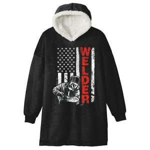 Welder USA American Welding Worker Metalworking Lover Hooded Wearable Blanket