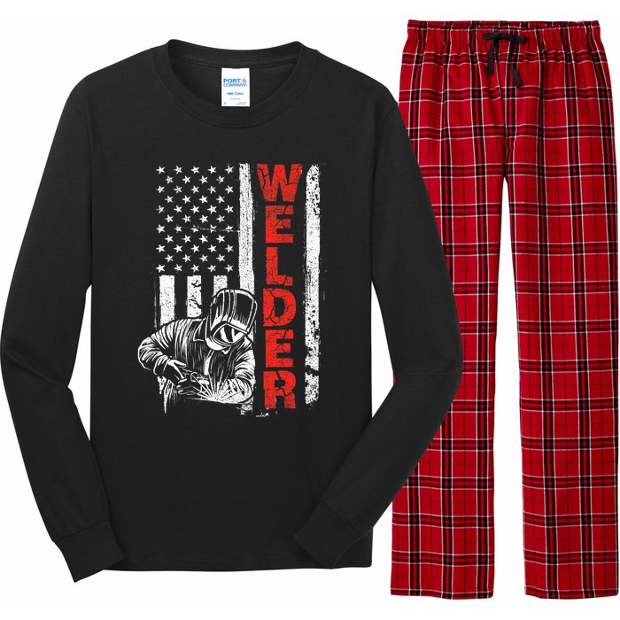 Welder USA American Welding Worker Metalworking Lover Long Sleeve Pajama Set