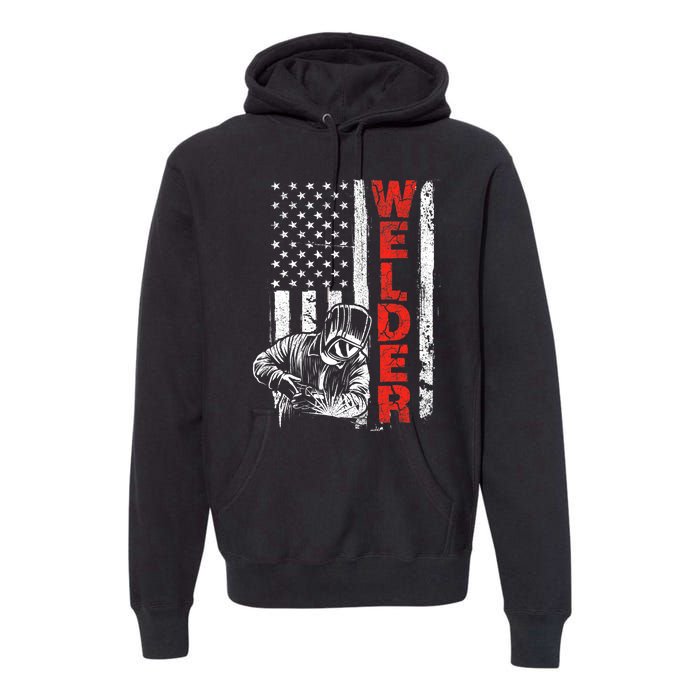 Welder USA American Welding Worker Metalworking Lover Premium Hoodie