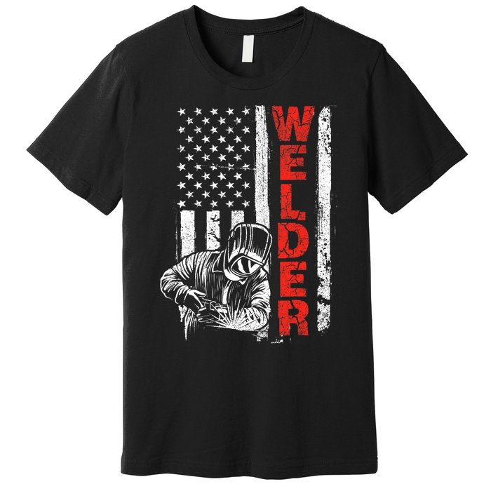 Welder USA American Welding Worker Metalworking Lover Premium T-Shirt