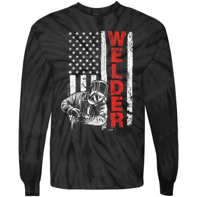 Welder USA American Welding Worker Metalworking Lover Tie-Dye Long Sleeve Shirt