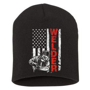 Welder USA American Welding Worker Metalworking Lover Short Acrylic Beanie