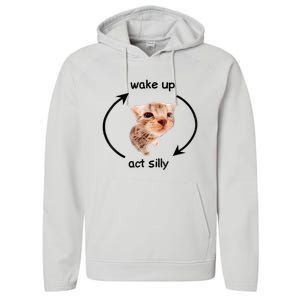 Wake Up Act Silly Cat Meme Performance Fleece Hoodie