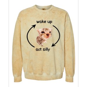 Wake Up Act Silly Cat Meme Colorblast Crewneck Sweatshirt