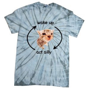 Wake Up Act Silly Cat Meme Tie-Dye T-Shirt