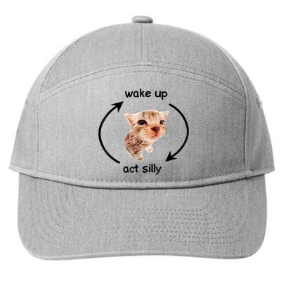 Wake Up Act Silly Cat Meme 7-Panel Snapback Hat