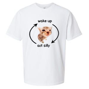 Wake Up Act Silly Cat Meme Sueded Cloud Jersey T-Shirt