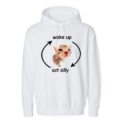 Wake Up Act Silly Cat Meme Garment-Dyed Fleece Hoodie