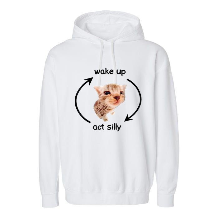 Wake Up Act Silly Cat Meme Garment-Dyed Fleece Hoodie