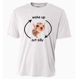 Wake Up Act Silly Cat Meme Cooling Performance Crew T-Shirt