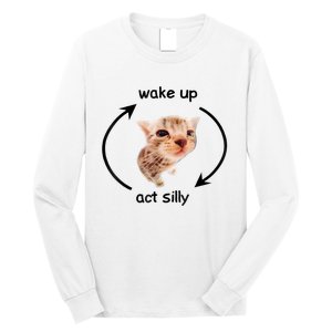 Wake Up Act Silly Cat Meme Long Sleeve Shirt