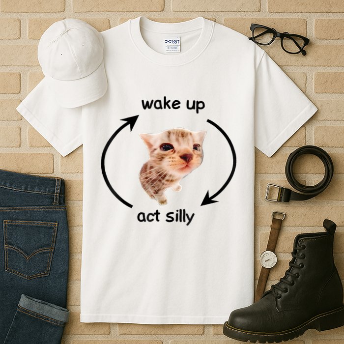 Wake Up Act Silly Cat Meme Tall T-Shirt