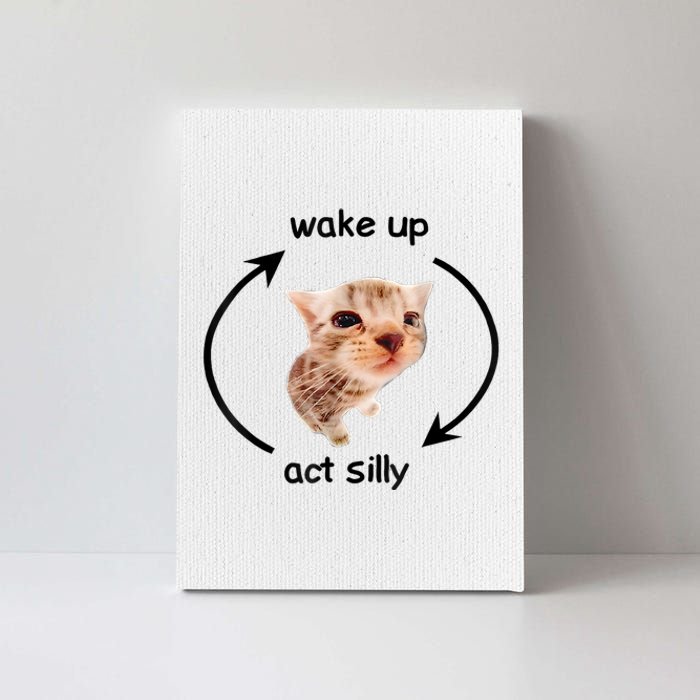 Wake Up Act Silly Cat Meme Canvas